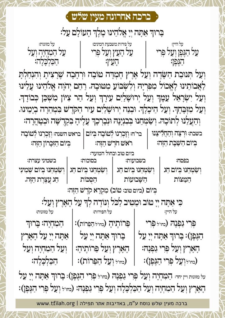 ברכה מעין שלש - עדות המזרח